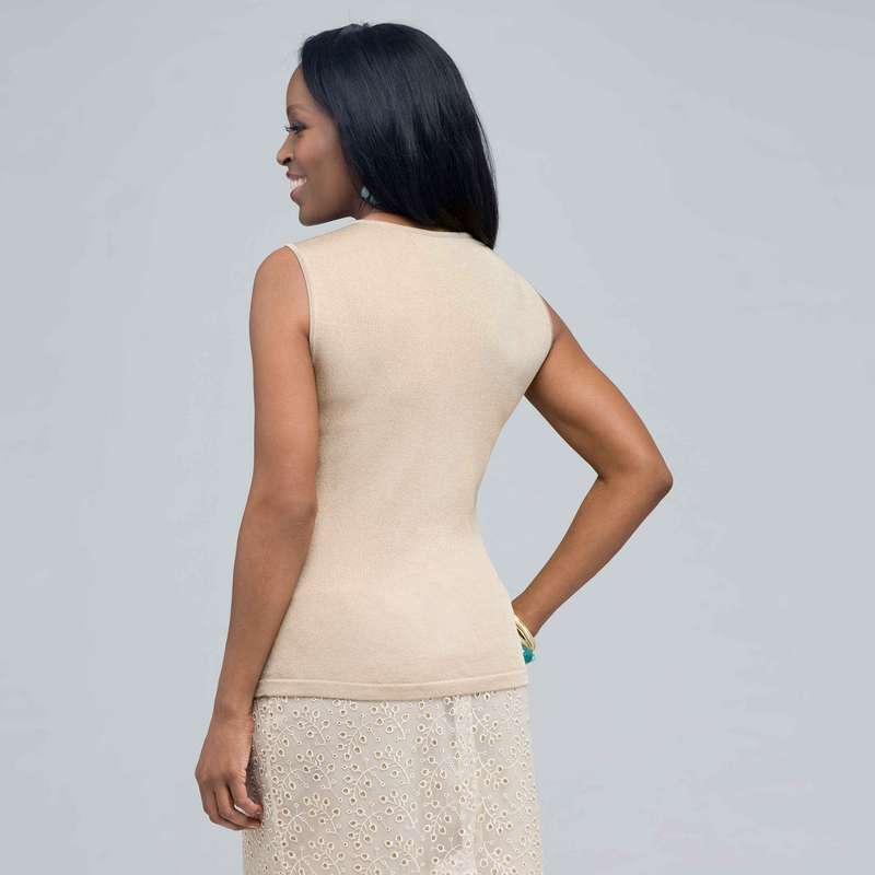 Sleeveless Twist Front Knit Top., Chino, large image number 1