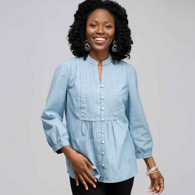3/4 Sleeve Bib Front Top