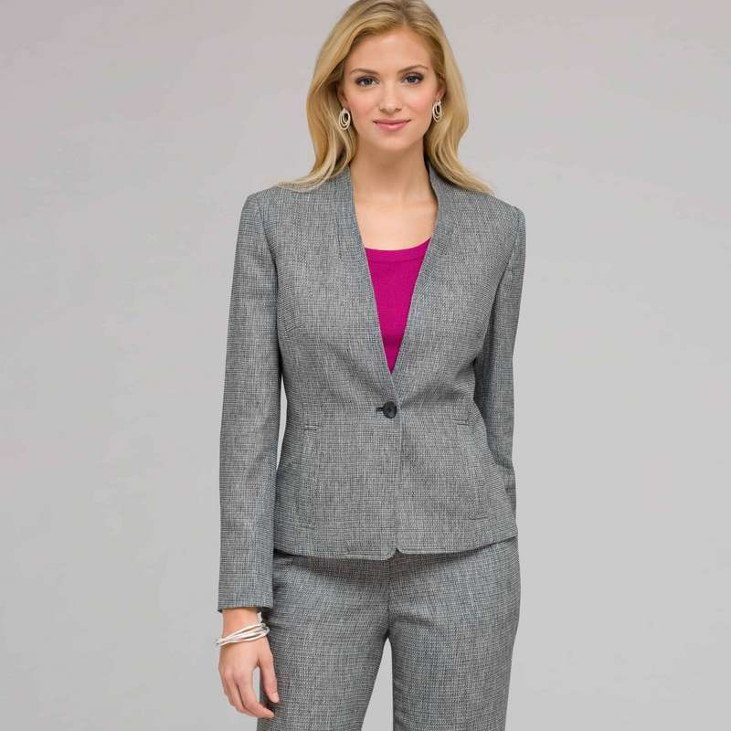 One Button Flat Front Jacket, Ink & White, large image number 0